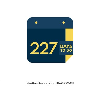 227 days to go calendar icon on white background, 227 days countdown, Countdown left days banner image