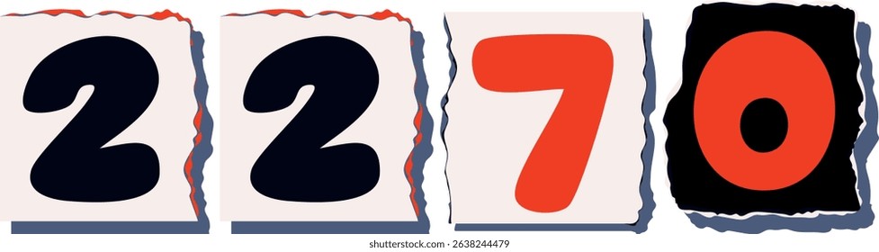 2270 Retro torn paper number Design art