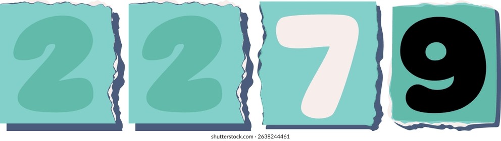 2279 Retro torn paper number Design art