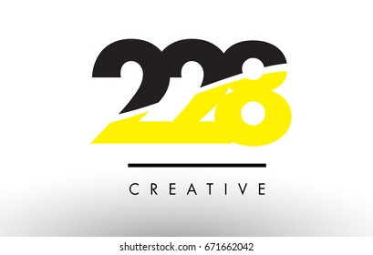 228 Black and Yellow Number Logo Design cut in half.