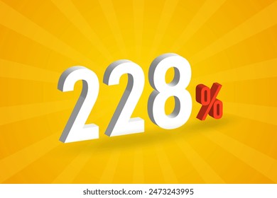 228% discount 3D text for sells and promotion.