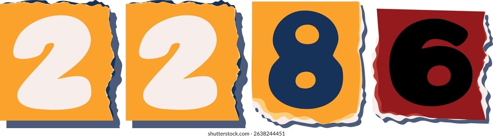 2286 Retro torn paper number Design art
