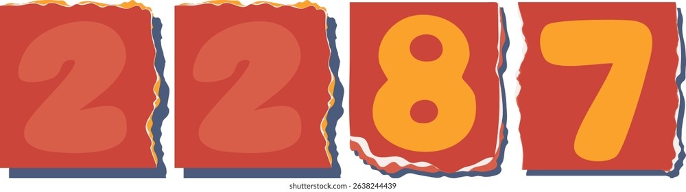 2287 Retro torn paper number Design art