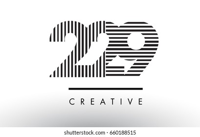 229 Black and White Number Logo Design with Vertical and Horizontal Lines.