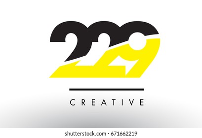 229 Black and Yellow Number Logo Design cut in half.