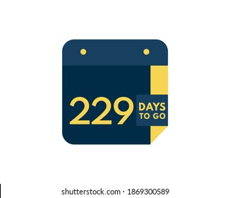 229 days to go calendar icon on white background, 229 days countdown, Countdown left days banner image