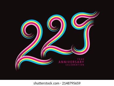 229 number design vector, graphic t shirt, 229 years anniversary celebration logotype colorful line, 229th birthday logo, Banner template, logo number elements for invitation card, poster, t-shirt.