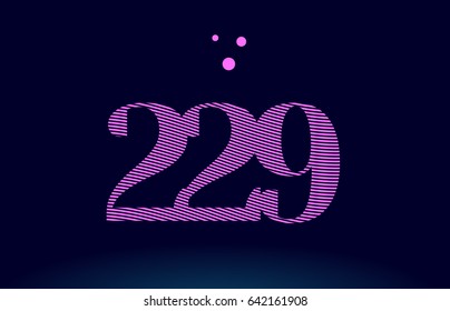 229 number digit logo pink line stripes magenta purple blue font creative text dots company vector icon design