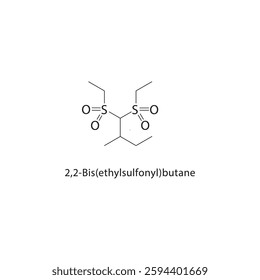 2,2-Bis(ethylsulfonyl)butane skeletal structure .Azo compound compound schematic illustration. Simple diagram, chemical formula.