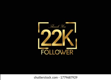 22K, 22.000 Follower Thank you Luxury Black Gold Cubicle style for internet, website, social media - Vector