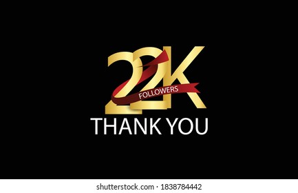 22K, 22.000 Followers Thank You anniversary Red logo with Tosca ribbon. For Social Medias - Vector	
