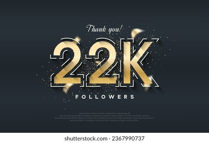 22k followers design with shiny gold color.