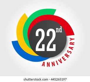 22nd Anniversary celebration background, 22 years anniversary card illustration - vector eps10