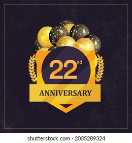 22nd Anniversary Celebration Design, Vector illustration design.

