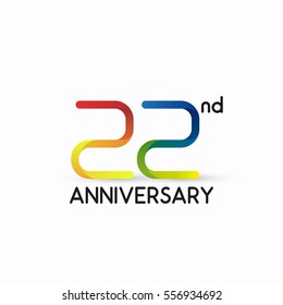 22nd anniversary celebration logo,colorful, isolated on white background