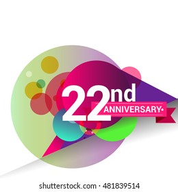 22nd Anniversary logo, Colorful geometric background vector design template elements for your birthday celebration.