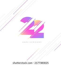 22nd Anniversary Logo Design, Number 22 Icon Vector Template.
