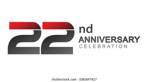 22nd anniversary logo red and black design simple isolated on white background for anniversary celebration.
