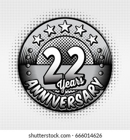 22nd anniversary logo. Vector and illustrations. Comics anniversary logo.