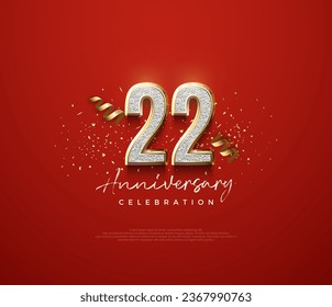 22nd anniversary number, with an elegant and luxurious design for celebration. Premium vector background for greeting and celebration.