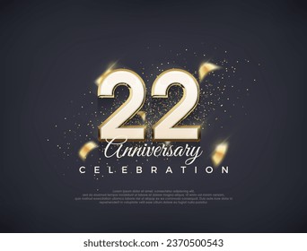 Número del 22 aniversario con números sofisticados. diseño vectorial premium de lujo. Vector premium para afiches, banner, saludo de celebración.