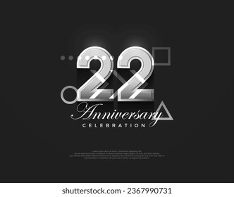22nd anniversary number, modern elegant and simple. Premium vector background for greeting and celebration.