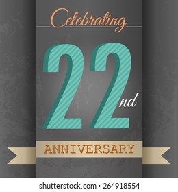 22nd Anniversary poster / template design in retro style - Vector Background