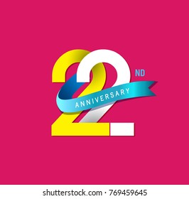 22nd Anniversary Simple Emblems Template Design Stock Vector (Royalty ...