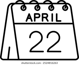 22 de abril Línea Vector Icon Design