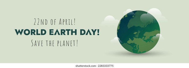 22nd April world earth day. world earth day celebration post and banner. world earth day campaign announcement banner in light green color and globe. save the world. save the mother nature. 