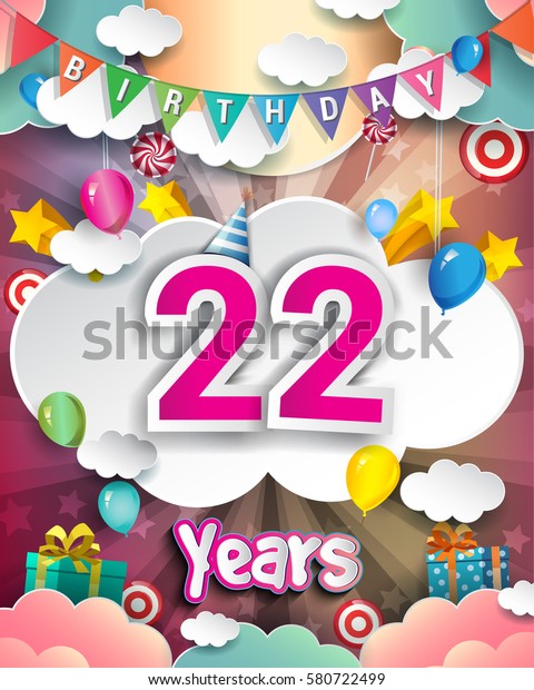 22nd birthday celebration greeting card 600w 580722499