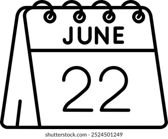 22nd of June Line vector Icon Design