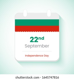 22nd September, Independence day of Bulgaria. Elegant country independence day calendar concept vector illustration.