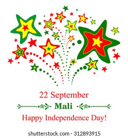 22nd September.  Mali Independence Day. Celebration background with fireworks and place for your text. vector illustration