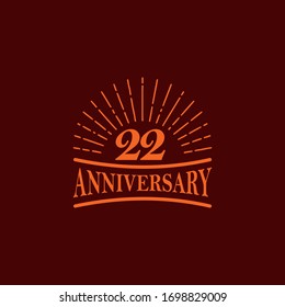 22nd year anniversary logo design vector template