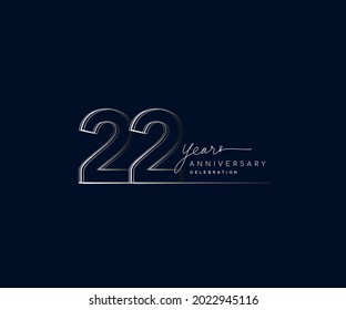 22nd years anniversary celebration logotype with linked number. Simple and modern design, vector design for anniversary celebration.