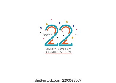 22th, 22 years, 22 year anniversary 2 colors blue and orange on white background abstract style logotype, vector design for celebration vector