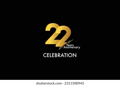 22th, 22 years, 22 year anniversary gold color on black background abstract style logotype. anniversary with gold color isolated on black background, vector design for celebration vector