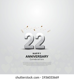 22th anniversary background with 3D number illustration
