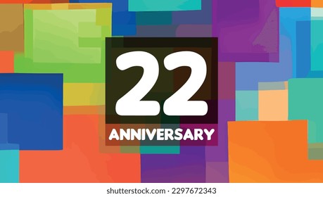 22th anniversary birthday celebration horizontal with colorful background lines and squares