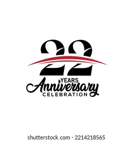 22th anniversary celebration design template for booklet with red and black colour , leaflet, magazine, brochure poster, web, invitation or greeting card. Vector illustration.
