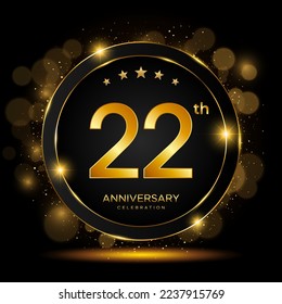 22th Anniversary Celebration. Golden Anniversary Template Design. Logo Vector illustrations