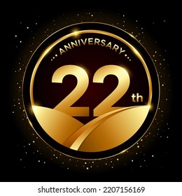 22th anniversary, Golden anniversary template design. Logo vector illustration