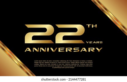 22th Anniversary logotype. Anniversary celebration template design for booklet, leaflet, magazine, brochure poster, banner, web, invitation or greeting card. Vector illustrations.