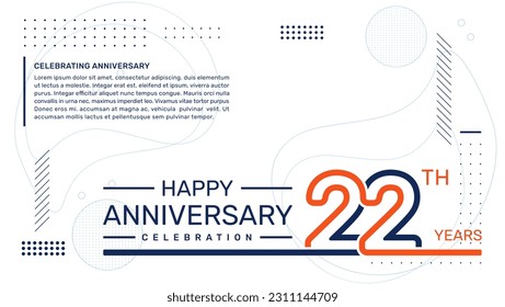 22th anniversary template design with abstract background, vector template