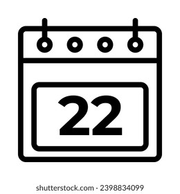 Vector de iconos del calendario diario 22. Signo de calendario de esquema. gráfico de ilustraciones vectoriales