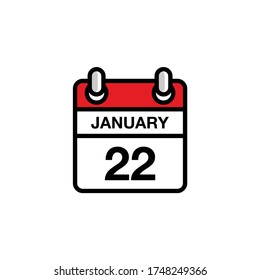 22 de enero calendario de icono plano fecha, hora, día, mes calendario. Diseño de ilustración de vector