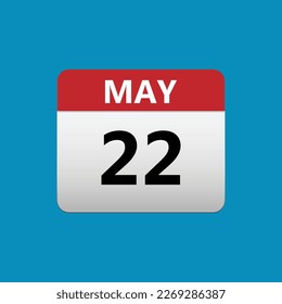 22th May calendar icon. May 22 calendar Date Month icon. Vector illustration