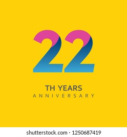 22th Year Anniversary Vector Template Design Illustration.