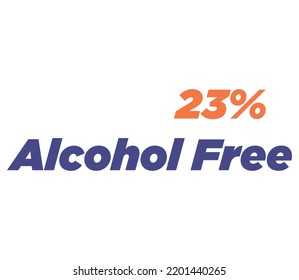 23% Alcohol Free Product Label Sign for product vector art illustration with stylish font and purple yellow color